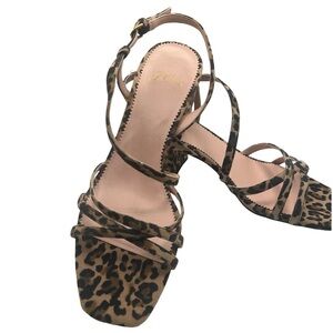 J. Crew Jcrew Odette Strappy Sandals Leopard Suede Mob Wife Animal Print Sz 8.5